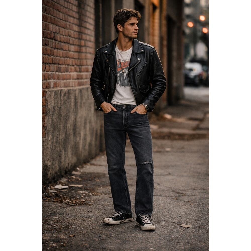 Levi’s 505 Black Jeans 33x29 100% Cotton Distressed Grunge Straight Leg Workwear